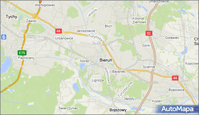 mapa Bieruń, Bieruń na mapie Targeo