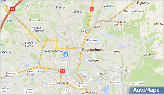 mapa Częstochowy, Częstochowa na mapie Targeo