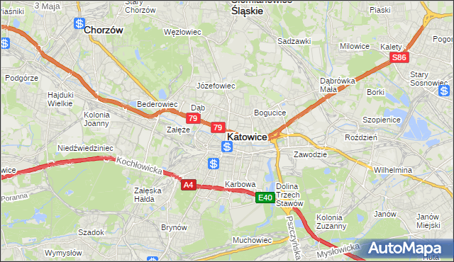 mapa Katowic, Katowice na mapie Targeo