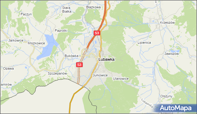 mapa Lubawka, Lubawka na mapie Targeo