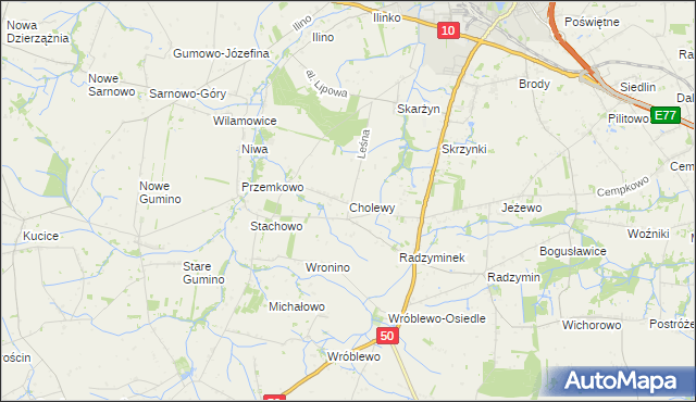 mapa Cholewy gmina Płońsk, Cholewy gmina Płońsk na mapie Targeo