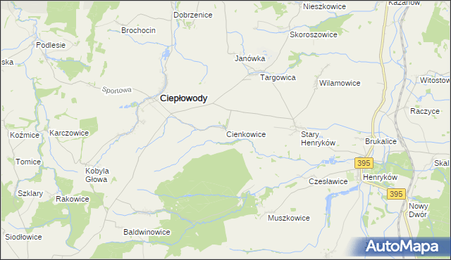 mapa Cienkowice, Cienkowice na mapie Targeo