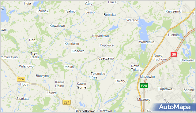 mapa Czeczewo gmina Przodkowo, Czeczewo gmina Przodkowo na mapie Targeo