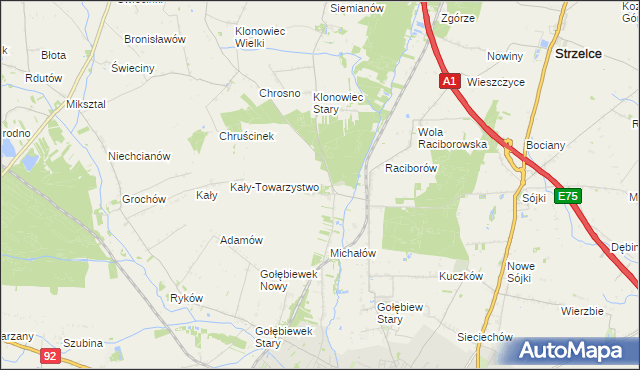 mapa Głogowiec gmina Kutno, Głogowiec gmina Kutno na mapie Targeo