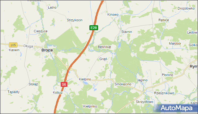 mapa Grąd gmina Brojce, Grąd gmina Brojce na mapie Targeo