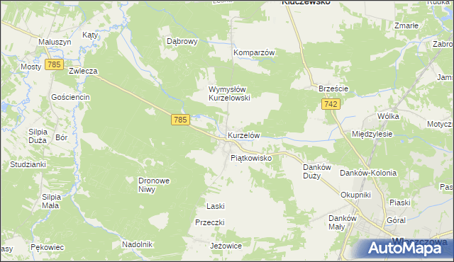 mapa Kurzelów, Kurzelów na mapie Targeo