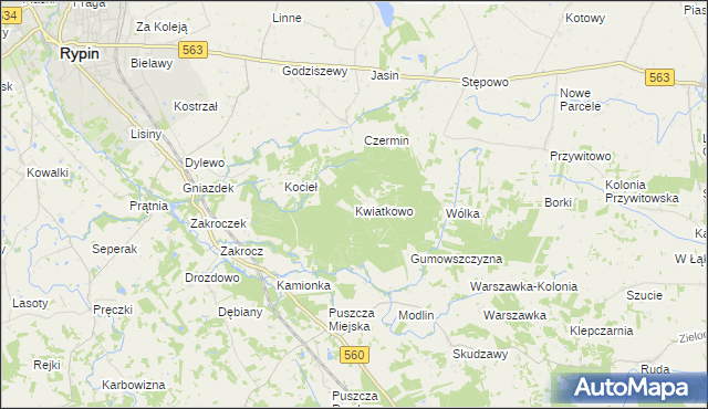 mapa Kwiatkowo gmina Rypin, Kwiatkowo gmina Rypin na mapie Targeo