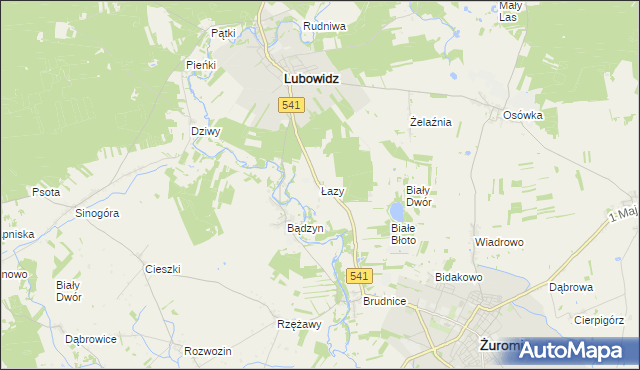 mapa Łazy gmina Lubowidz, Łazy gmina Lubowidz na mapie Targeo