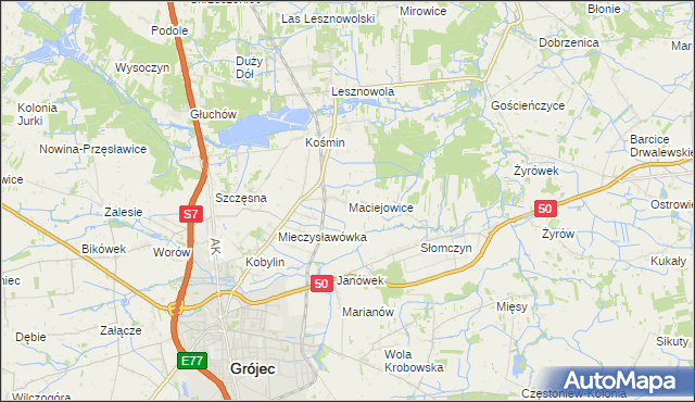 mapa Maciejowice gmina Grójec, Maciejowice gmina Grójec na mapie Targeo