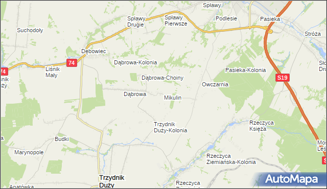 mapa Mikulin gmina Kraśnik, Mikulin gmina Kraśnik na mapie Targeo