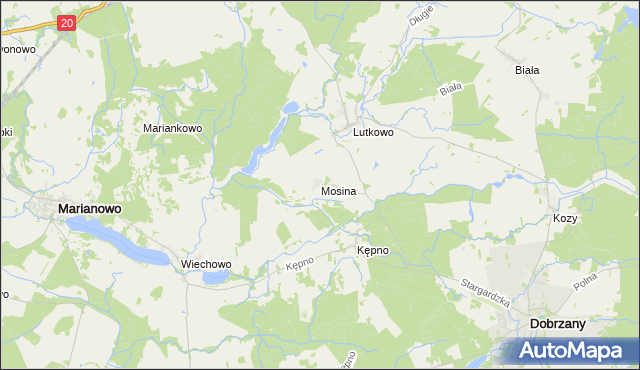 mapa Mosina gmina Dobrzany, Mosina gmina Dobrzany na mapie Targeo