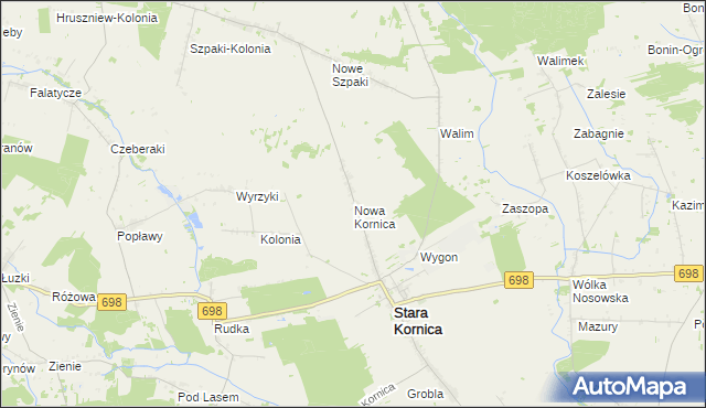 mapa Nowa Kornica, Nowa Kornica na mapie Targeo