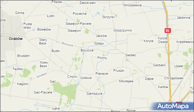 mapa Pilichy, Pilichy na mapie Targeo