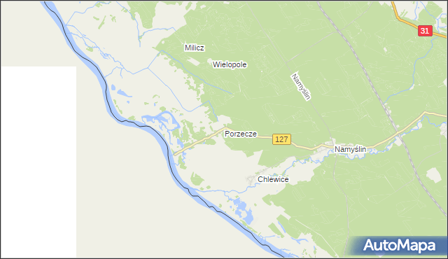 mapa Porzecze gmina Boleszkowice, Porzecze gmina Boleszkowice na mapie Targeo