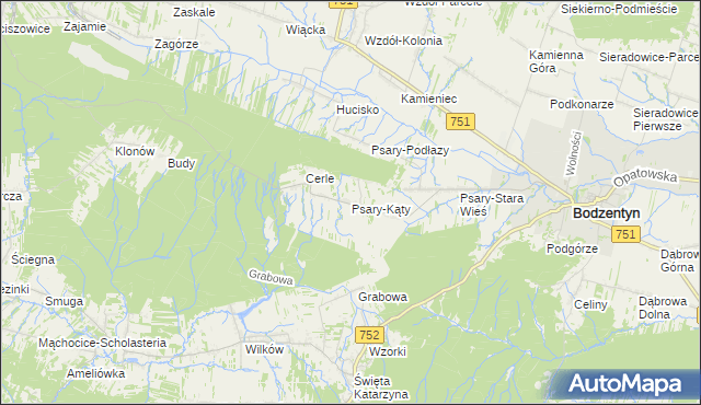 mapa Psary-Kąty, Psary-Kąty na mapie Targeo