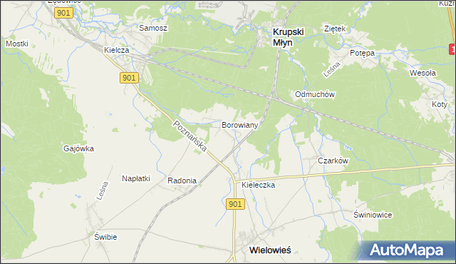 mapa Raduń gmina Wielowieś, Raduń gmina Wielowieś na mapie Targeo