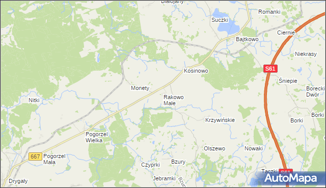 mapa Rakowo Małe, Rakowo Małe na mapie Targeo