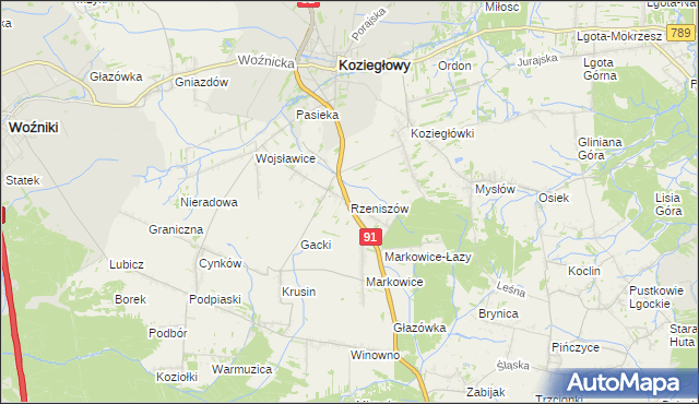 mapa Rzeniszów, Rzeniszów na mapie Targeo