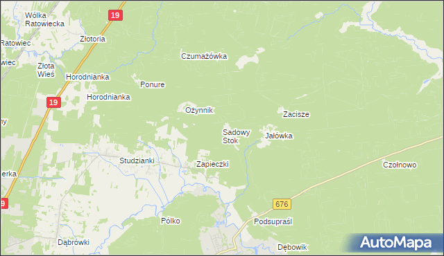 mapa Sadowy Stok, Sadowy Stok na mapie Targeo