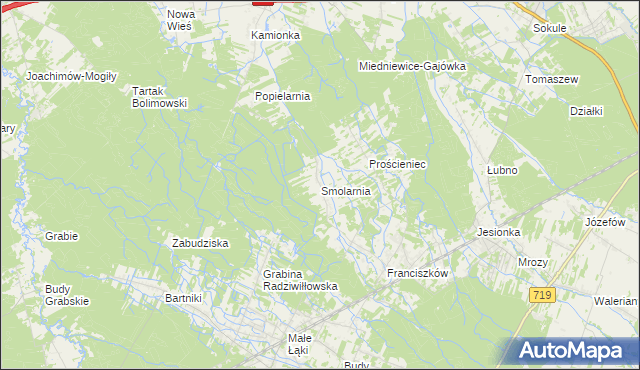 mapa Smolarnia gmina Wiskitki, Smolarnia gmina Wiskitki na mapie Targeo