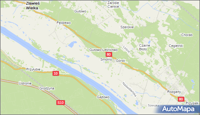 mapa Smolno gmina Zławieś Wielka, Smolno gmina Zławieś Wielka na mapie Targeo