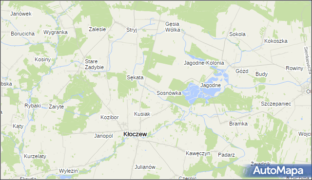 mapa Sosnówka gmina Kłoczew, Sosnówka gmina Kłoczew na mapie Targeo