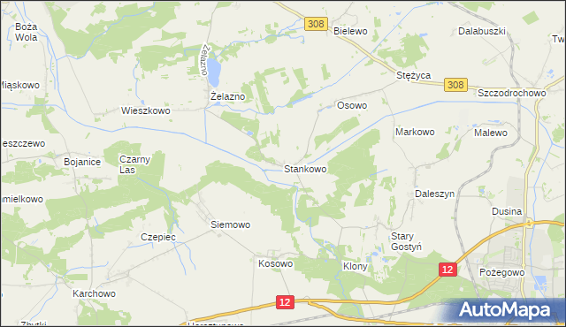 mapa Stankowo gmina Gostyń, Stankowo gmina Gostyń na mapie Targeo