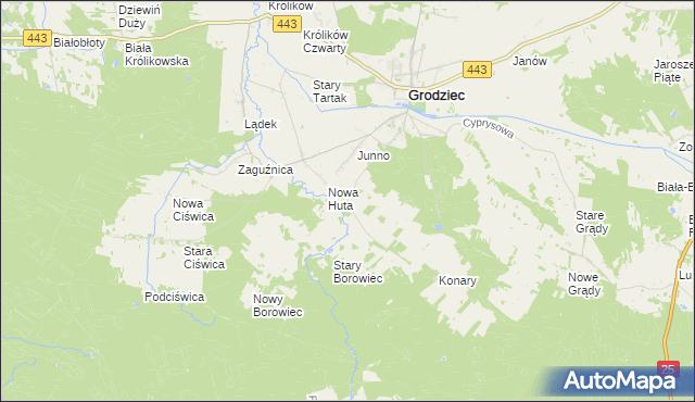 mapa Stara Huta gmina Grodziec, Stara Huta gmina Grodziec na mapie Targeo