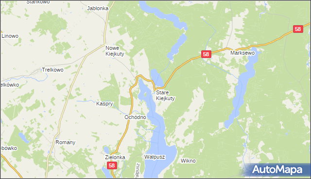 mapa Stare Kiejkuty, Stare Kiejkuty na mapie Targeo