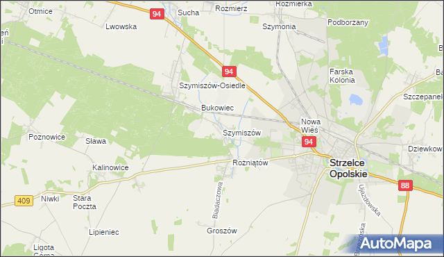 mapa Szymiszów, Szymiszów na mapie Targeo