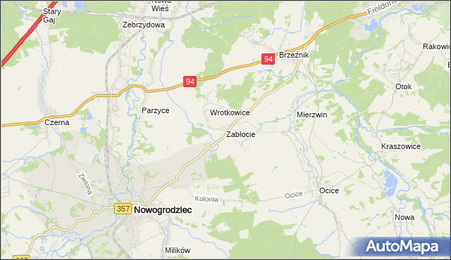 mapa Zabłocie gmina Nowogrodziec, Zabłocie gmina Nowogrodziec na mapie Targeo