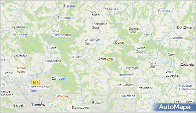 mapa Zalasowa, Zalasowa na mapie Targeo