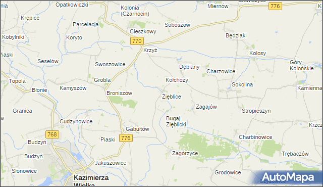 mapa Zięblice, Zięblice na mapie Targeo