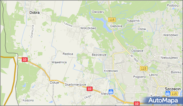 mapa Bezrzecze, Bezrzecze na mapie Targeo