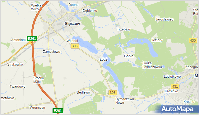 mapa Łódź gmina Stęszew, Łódź gmina Stęszew na mapie Targeo
