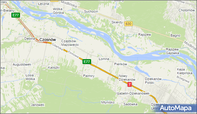 mapa Łomna gmina Czosnów, Łomna gmina Czosnów na mapie Targeo