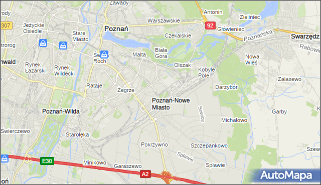 mapa Nowe Miasto gmina Poznań, Nowe Miasto gmina Poznań na mapie Targeo