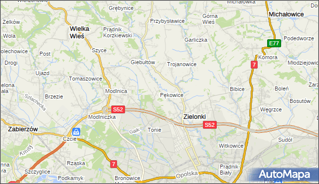 mapa Pękowice, Pękowice na mapie Targeo