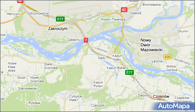 mapa Sady gmina Czosnów, Sady gmina Czosnów na mapie Targeo