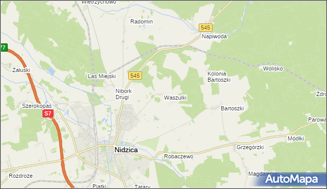 mapa Waszulki, Waszulki na mapie Targeo