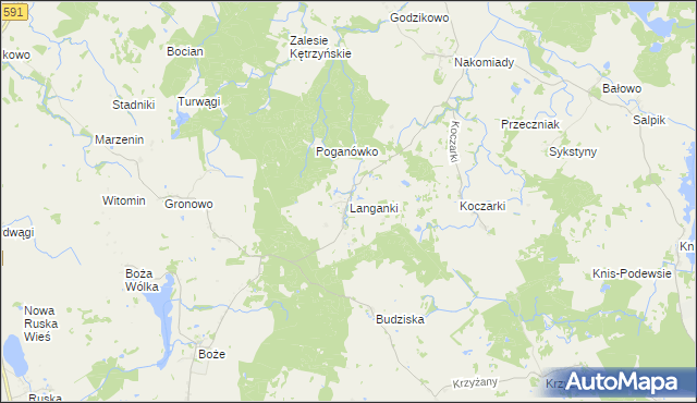 mapa Langanki gmina Kętrzyn, Langanki gmina Kętrzyn na mapie Targeo