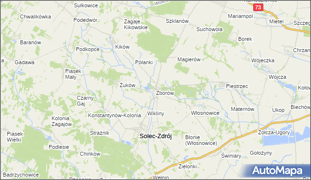 mapa Zborów gmina Solec-Zdrój, Zborów gmina Solec-Zdrój na mapie Targeo