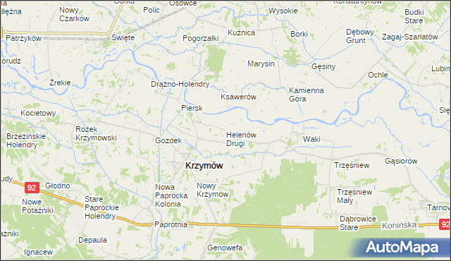 mapa Helenów Drugi gmina Krzymów, Helenów Drugi gmina Krzymów na mapie Targeo