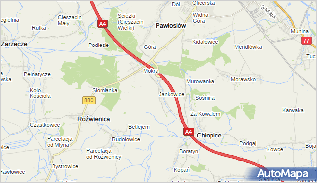 mapa Jankowice gmina Chłopice, Jankowice gmina Chłopice na mapie Targeo