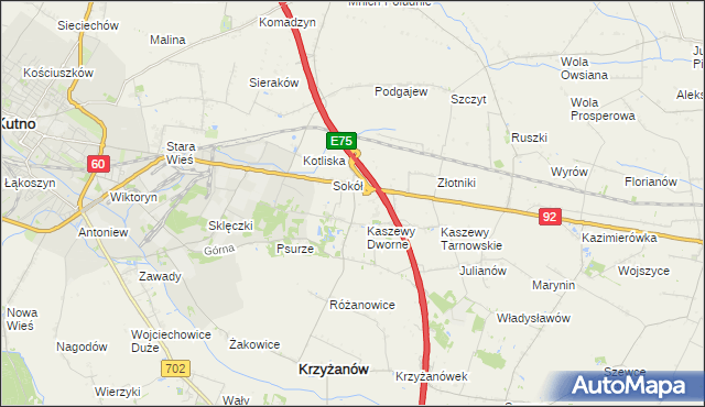 mapa Kaszewy Kościelne, Kaszewy Kościelne na mapie Targeo