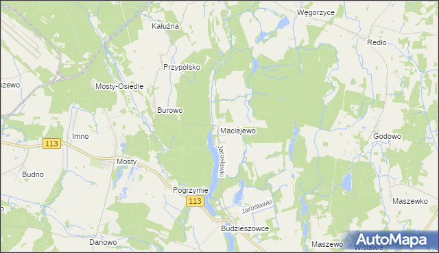 mapa Maciejewo gmina Maszewo, Maciejewo gmina Maszewo na mapie Targeo