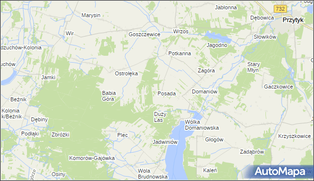 mapa Posada gmina Przytyk, Posada gmina Przytyk na mapie Targeo