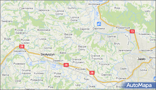 mapa Bączal Dolny, Bączal Dolny na mapie Targeo