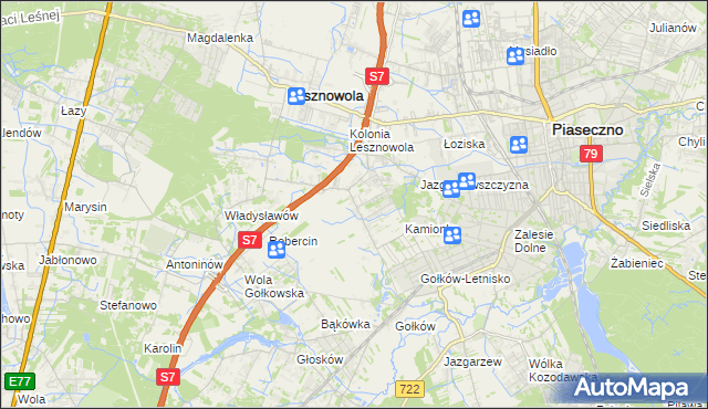 mapa Bobrowiec gmina Piaseczno, Bobrowiec gmina Piaseczno na mapie Targeo