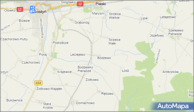mapa Bodzewo, Bodzewo na mapie Targeo